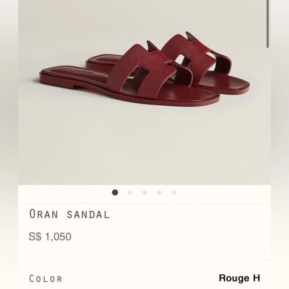 HERMES BNIB burgundy rough H oran sandal 37 - Picture 6 of 6